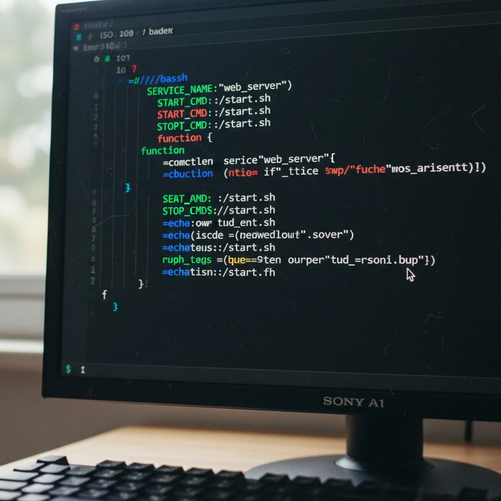 Un script Bash affiché dans un terminal avec coloration syntaxique