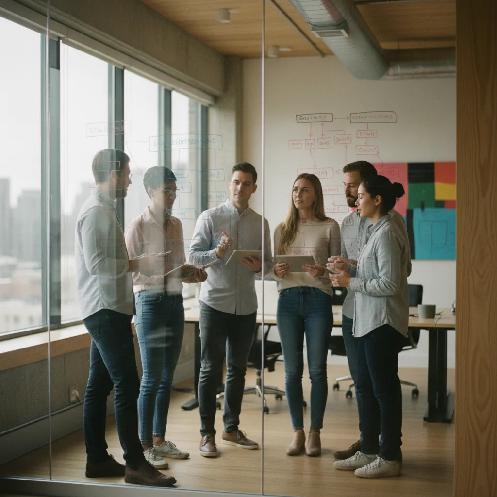 Une équipe de développeurs collabore dans une agence web nantaise