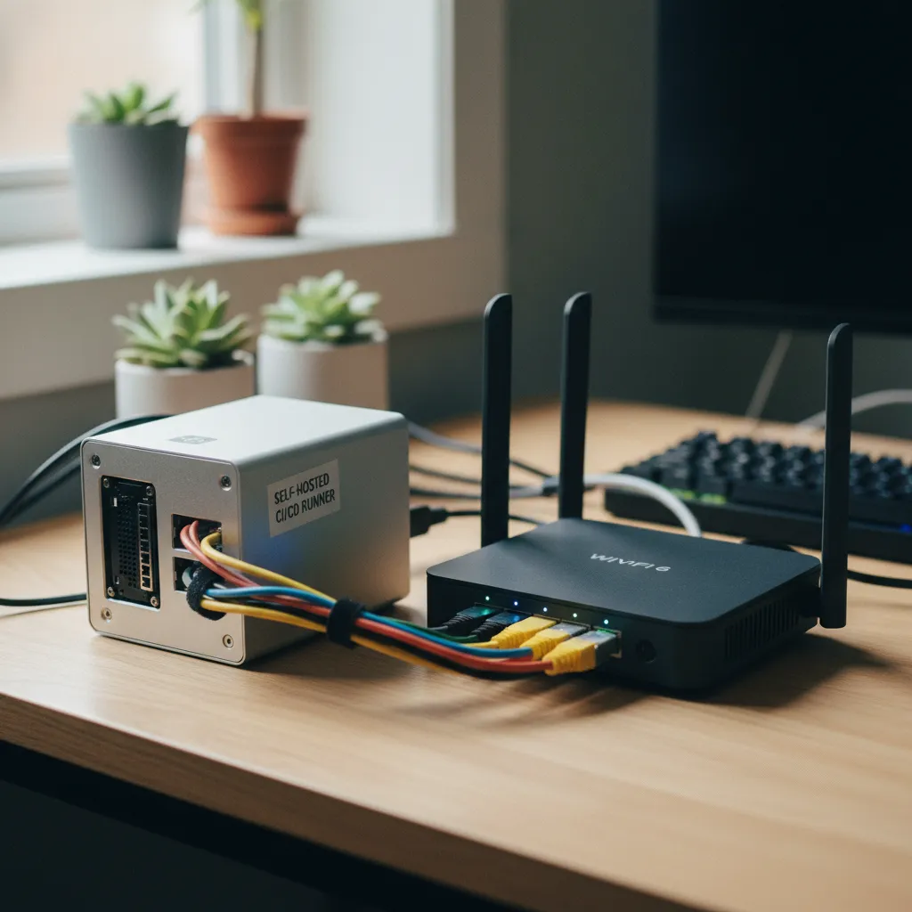 Un mini-serveur configuré comme runner auto-hébergé pour GitHub Actions