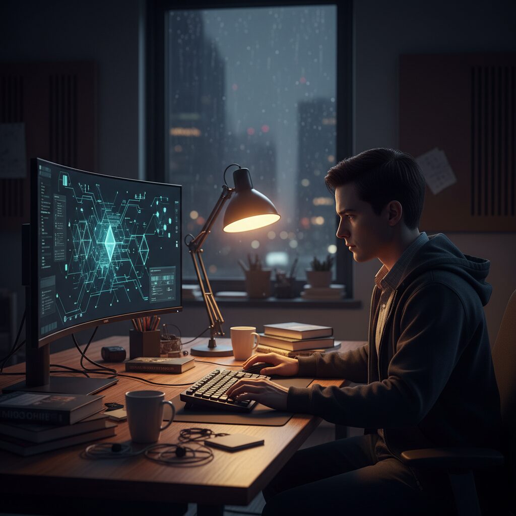 Professionnel IT concentré sur la sécurisation de son environnement de développement