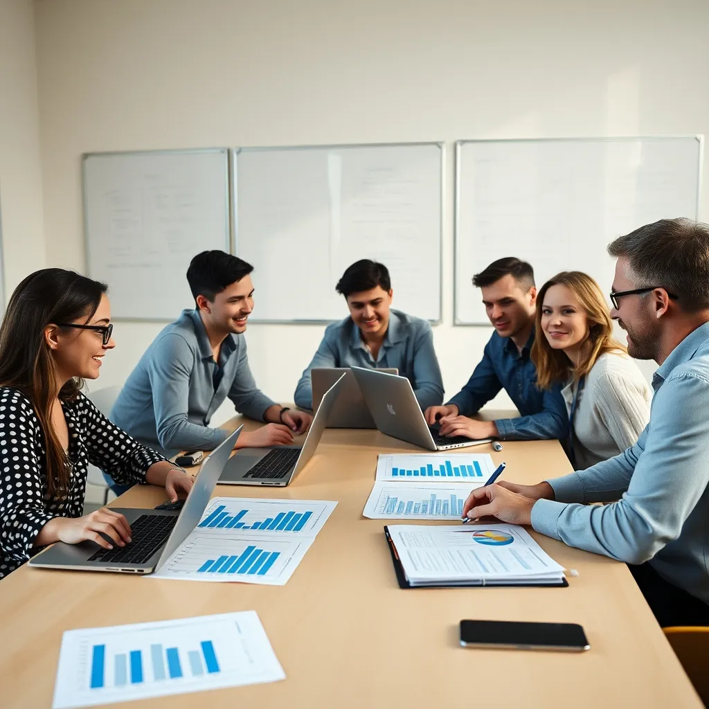 Équipe commerciale analysant les données de prospection pour optimiser le pipeline de ventes