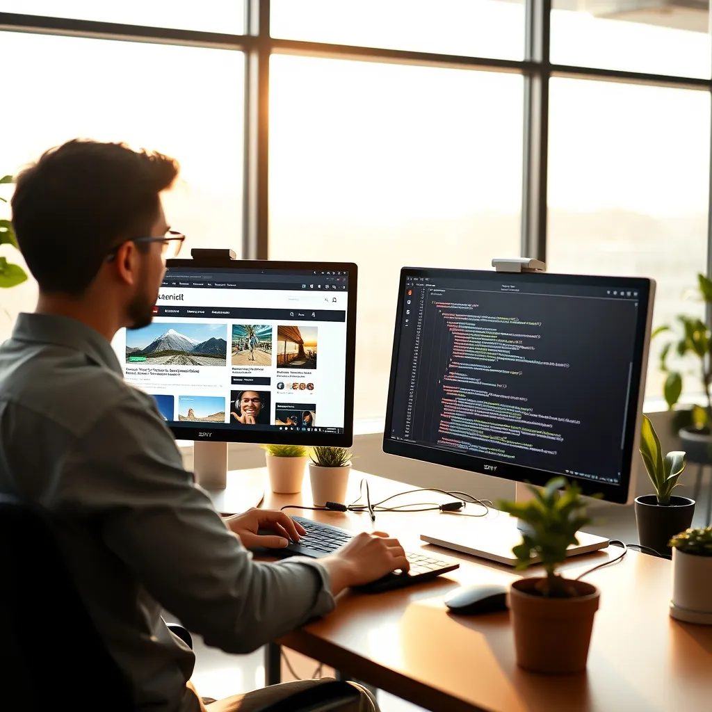 Un développeur front-end travaille sur la mise en page CSS et la structure HTML de son projet
