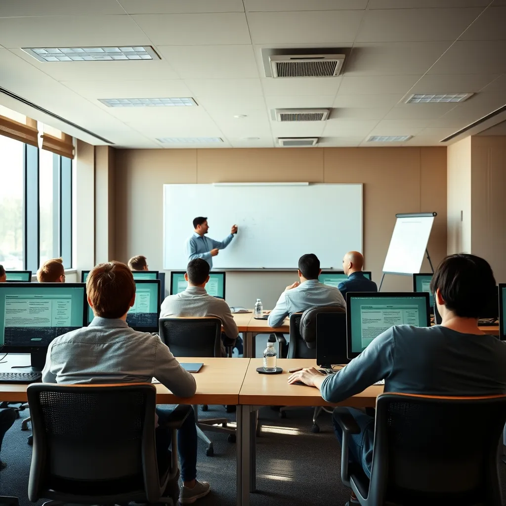 Séance de formation en développement web dans un centre de formation moderne