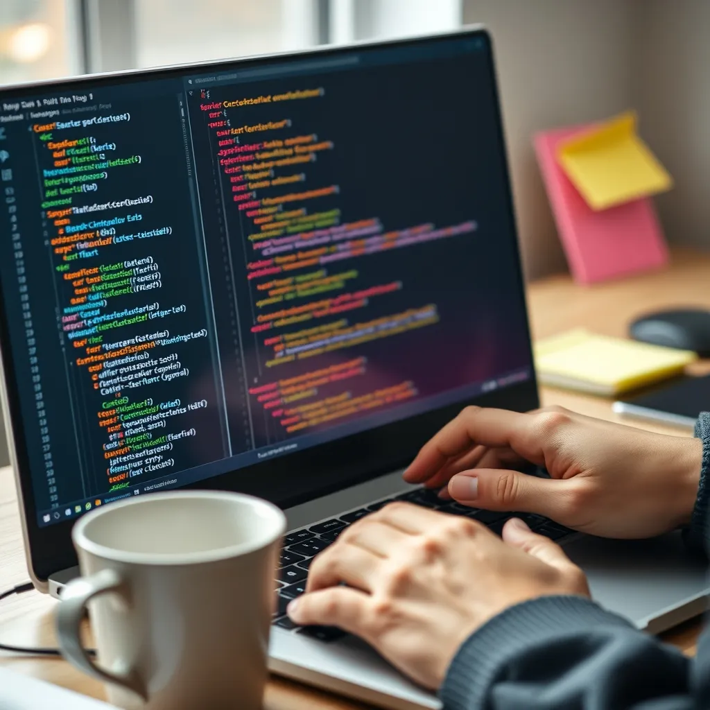Code JavaScript et HTML sur l'écran d'un développeur web en formation
