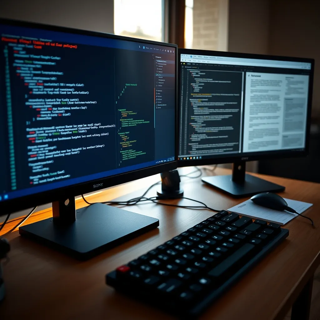 Un poste de développeur équipé de Visual Studio Code et d'un terminal de commande