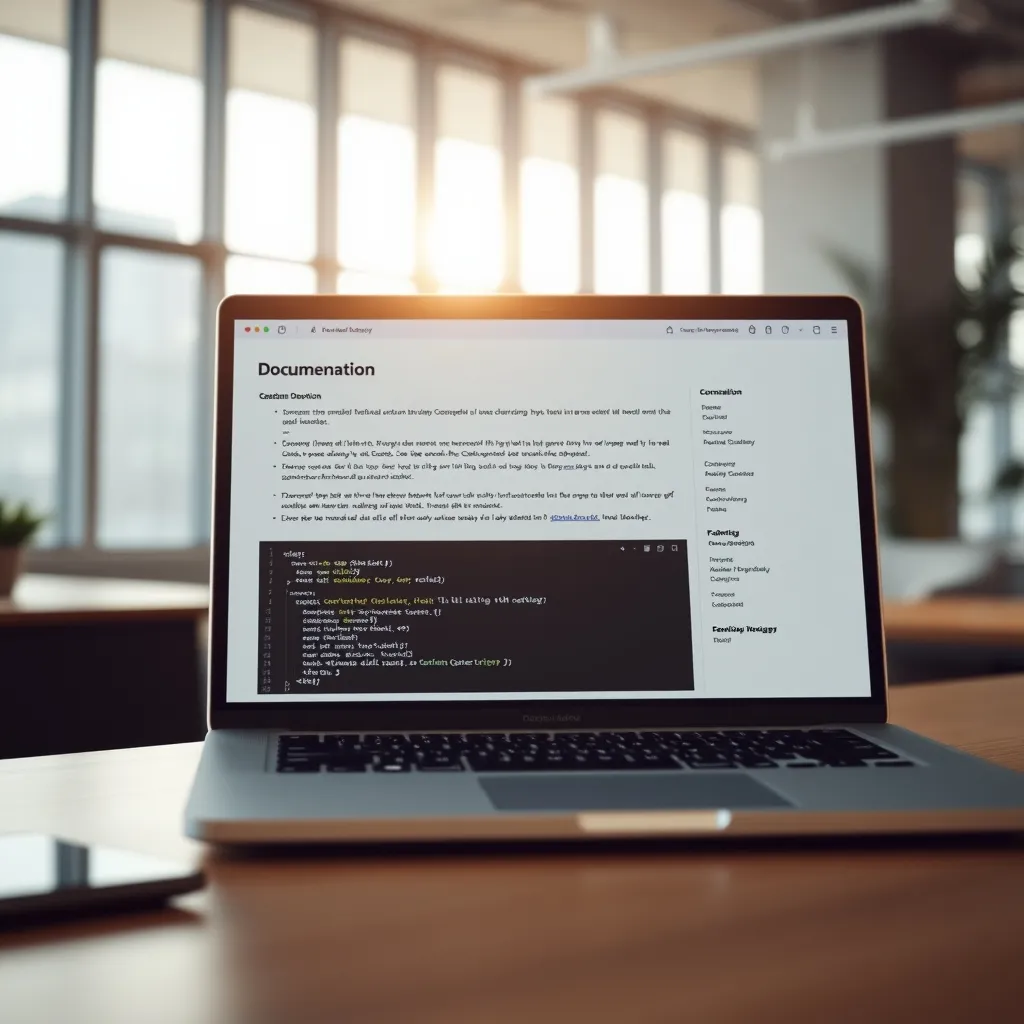 Documentation technique avec tableaux et blocs de code rendus via react-markdown