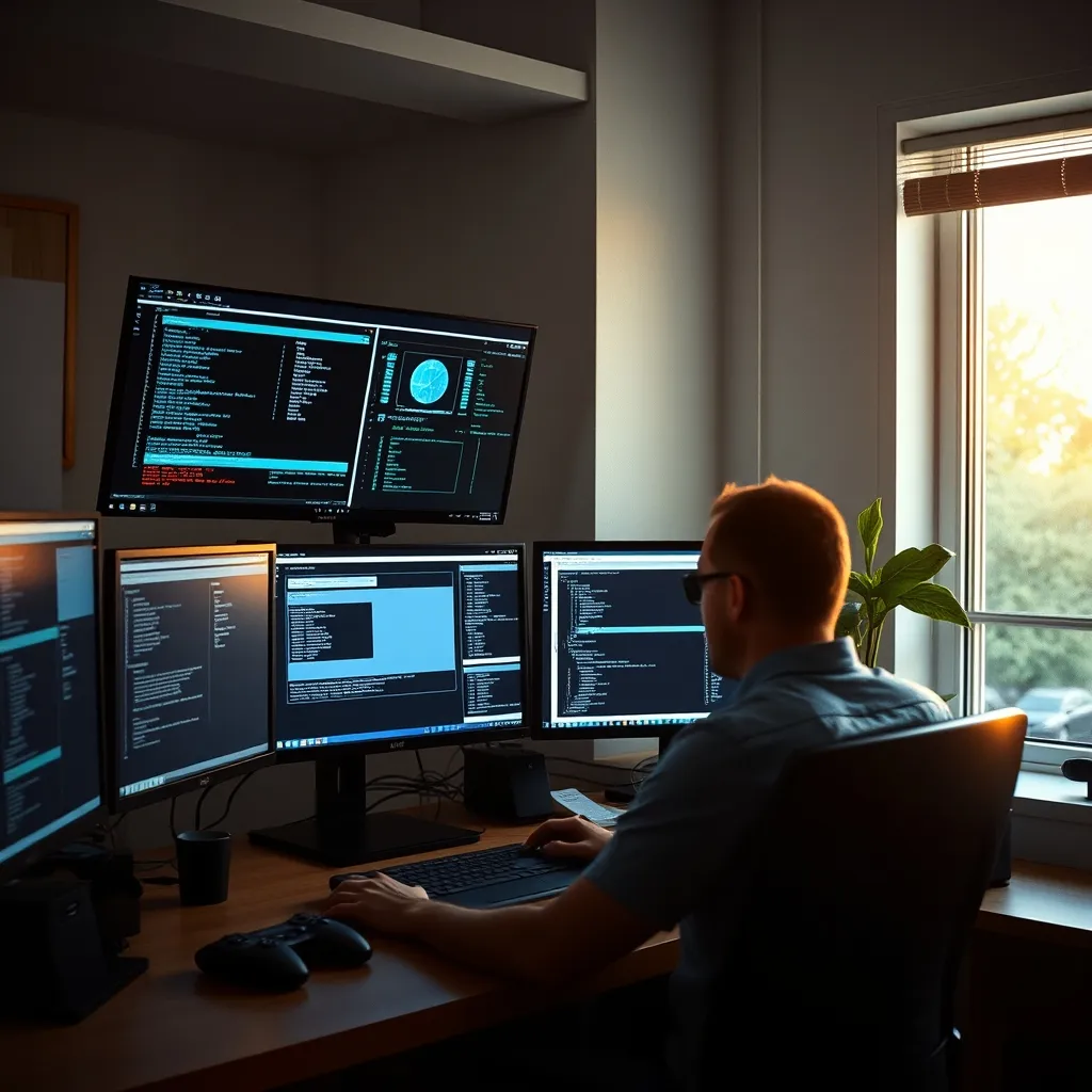 Administrateur système configurant un serveur Windows depuis sa station de travail