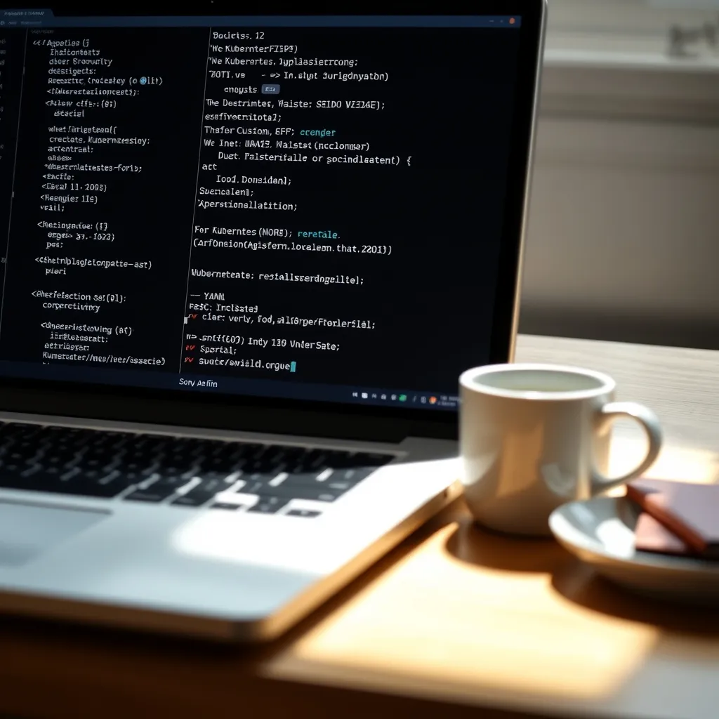 Configuration YAML d'un pod Kubernetes dans un terminal de développement