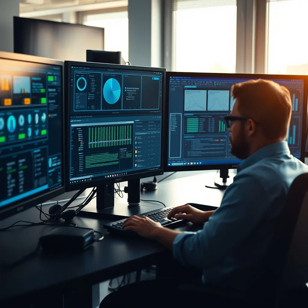 Administrateur système pilotant ses machines virtuelles depuis une console de gestion centralisée