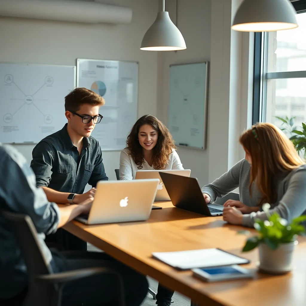Des étudiants en cybersécurité collaborent lors d'un atelier pratique sur un campus technologique