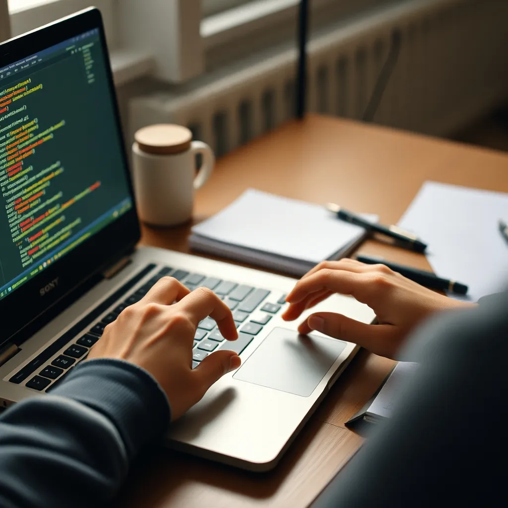Un étudiant écrit ses premières propriétés CSS dans un éditeur de code